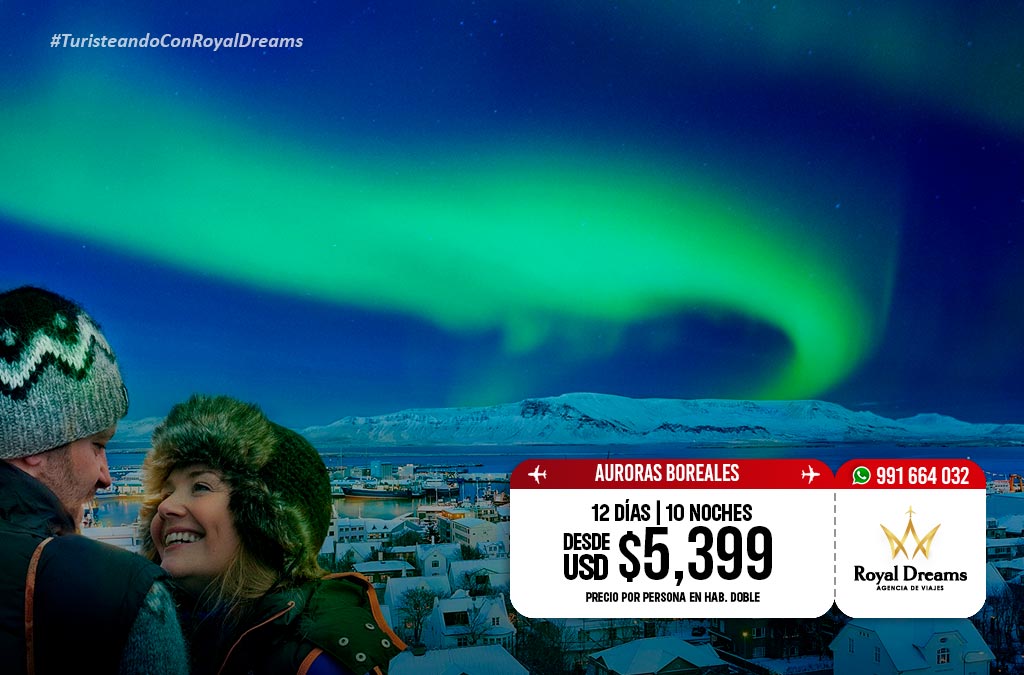 Auroras Boreales con Islandia y Noruega